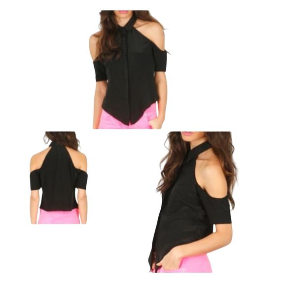 Boulee Womens blue animal Silk print cold shoulder blouse size 2 - Picture 1 of 9